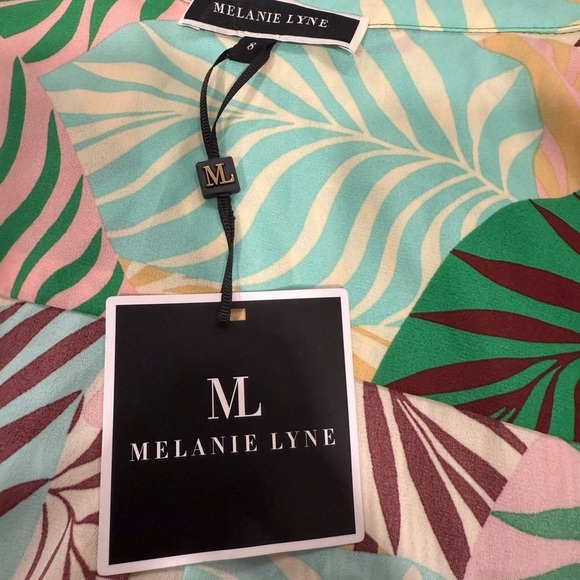 MELANIE LYNE Vibrant Sleeveless Palm Print Blouse Shirt Sz  8 - Picture 10 of 14